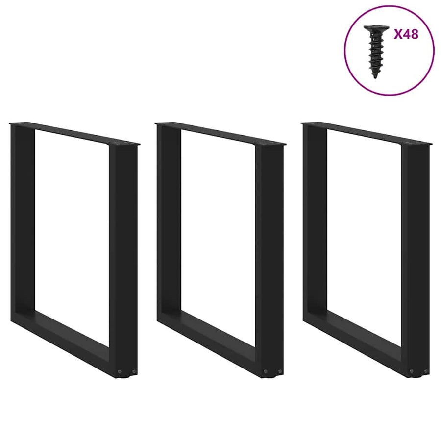 Salontafelpoten 3 st U-vormig 90x(72-73) cm staal zwart