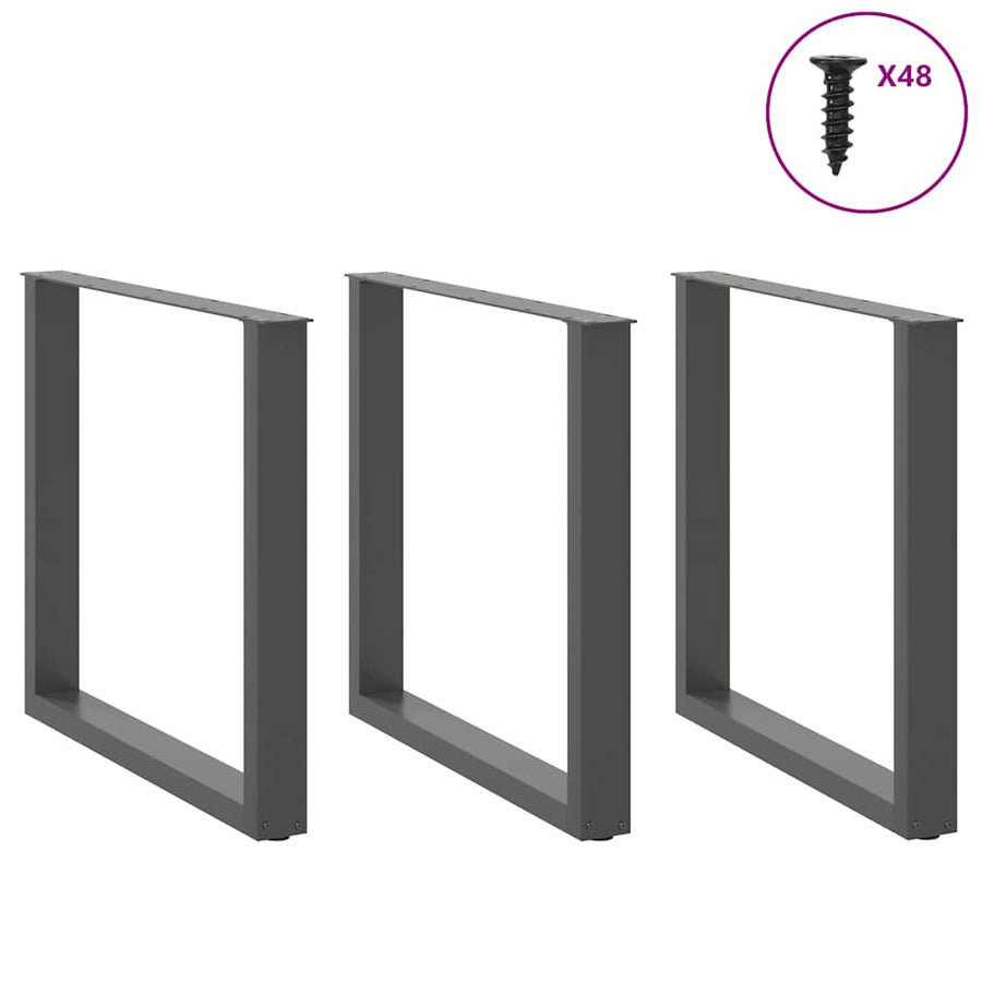 Salontafelpoten 3 st U-vormig 90x(72-73) cm staal antraciet