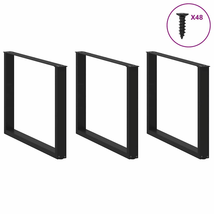 Salontafelpoten 2 st U-vormig 100x(72-73) cm staal zwart