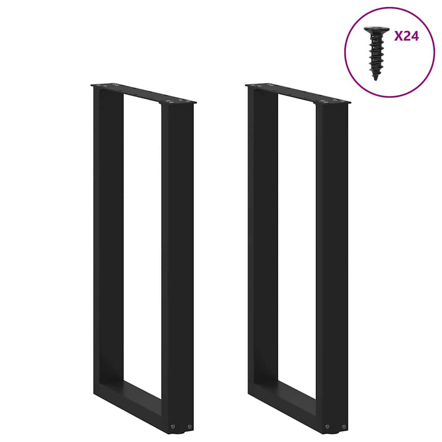Salontafelpoten 2 st U-vormig 50x(90-91) cm staal zwart