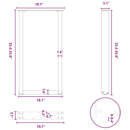 Bartafelpoten 2 st U-vormig 50x(90-91) cm staal antraciet