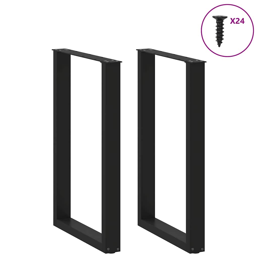 Salontafelpoten 2 st U-vormig 60x(90-91) cm staal zwart