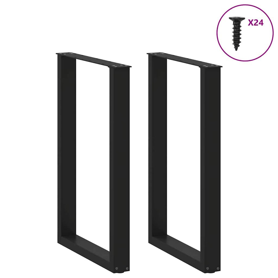 Salontafelpoten 2 st U-vormig 60x(90-91) cm staal zwart