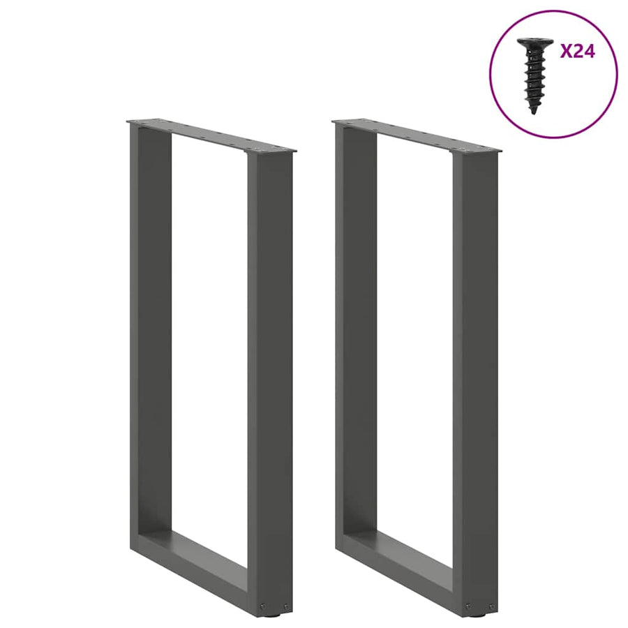 Salontafelpoten 2 st U-vormig 60x(90-91)cm staal antraciet