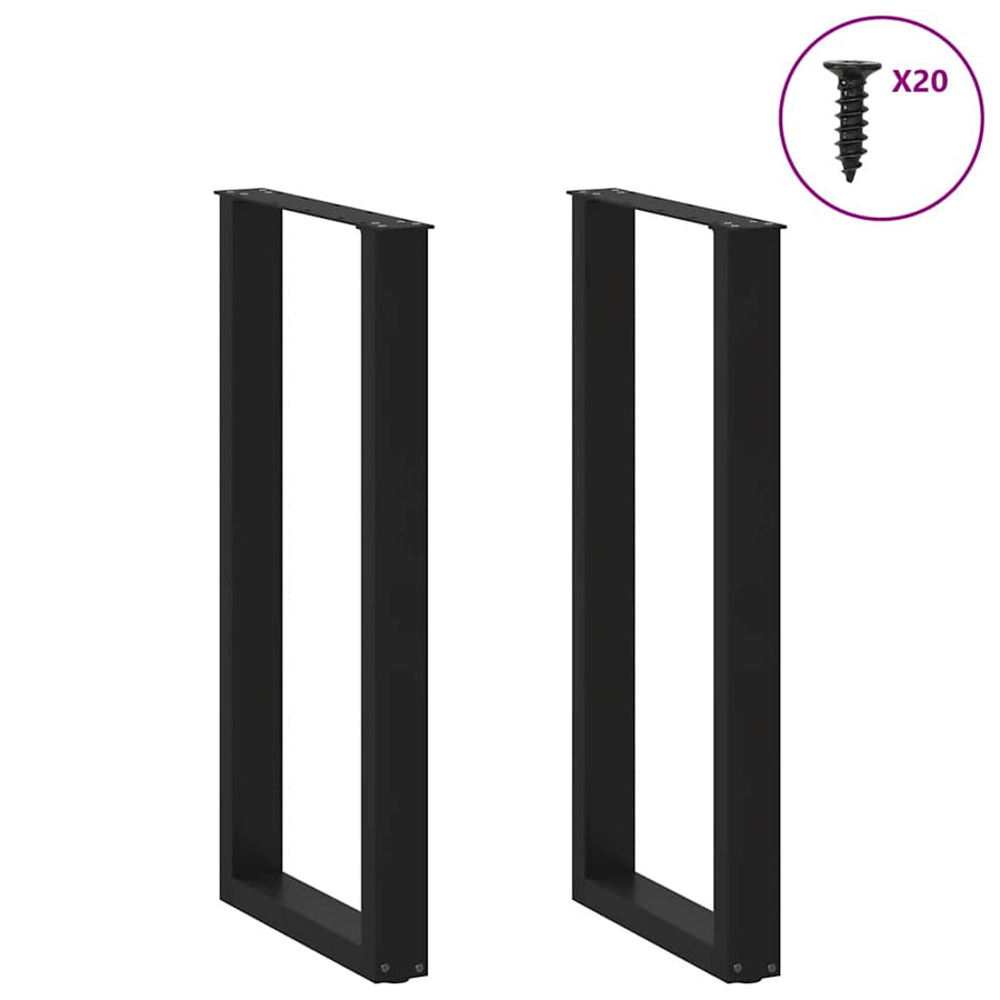 Salontafelpoten 2 st U-vormig 40x(100-101) cm staal zwart