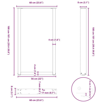 Bartafelpoten 2 st U-vormig 60x(100-101) cm staal antraciet