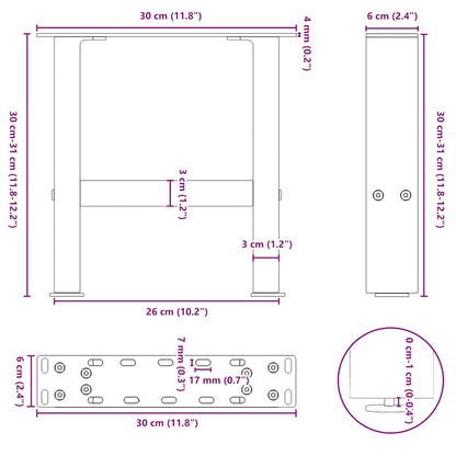 Salontafelpoten 30X (30-31) Cm Staal Staal Naturel 30 x (30-31) cm