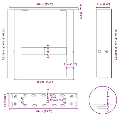 Salontafelpoten 2 st 30×40 cm staal zwart
