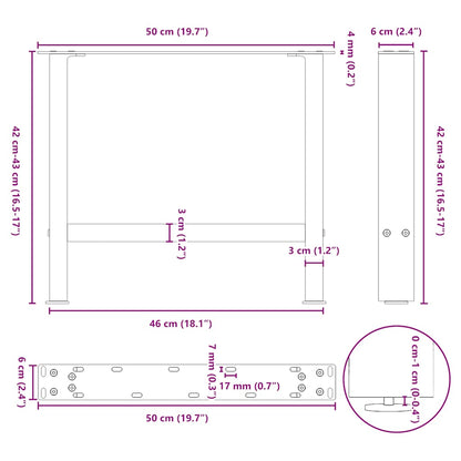 Salontafelpoten Staal Zwart 50 x (42-43) cm