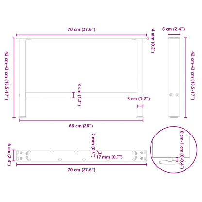 Salontafelpoten 2 st 70x(42-43) cm staal antraciet