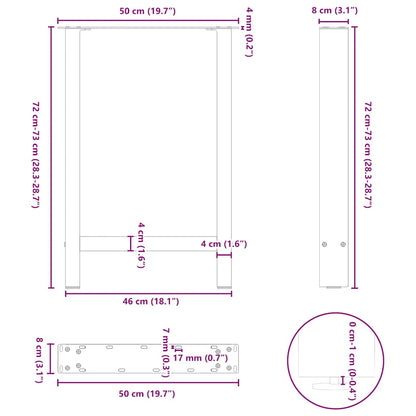Eettafelpoten 2 st 50x(72-73) cm staal zwart