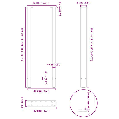 Salontafelpoten Staal Antraciet 40 x (110-111) cm