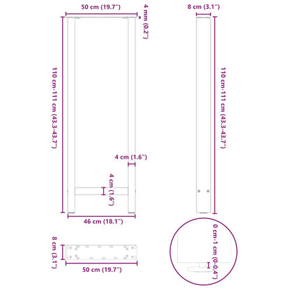 Salontafelpoten Staal Zwart 50 x (110-111) cm