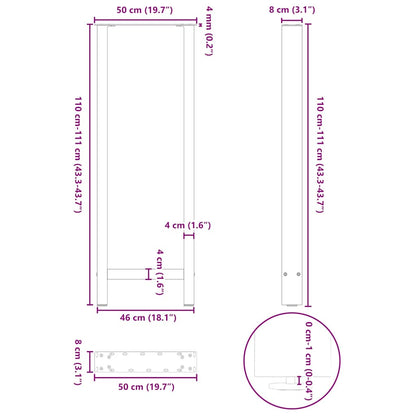 Salontafelpoten Staal Wit 50 x (110-111) cm