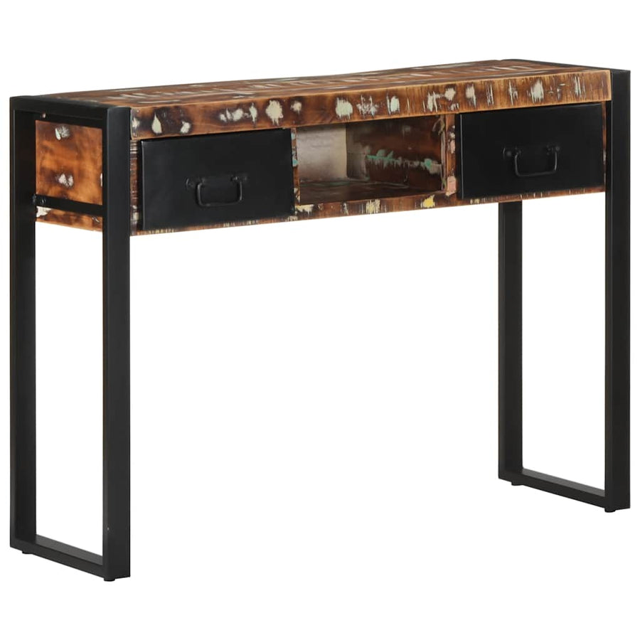 Wandtafel 100x35x75 cm massief gerecycled hout meerkleurig