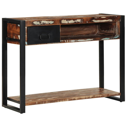 Wandtafel 100x35x75 cm massief gerecycled hout meerkleurig