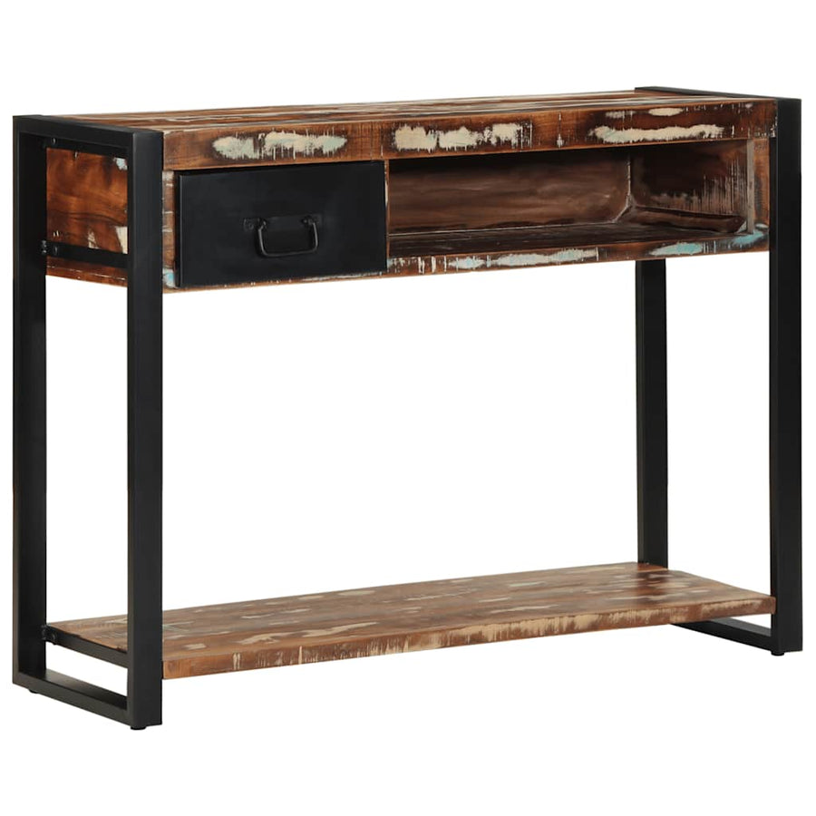 Wandtafel 100x35x75 cm massief gerecycled hout meerkleurig