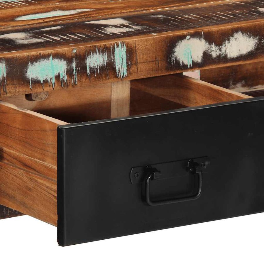 Wandtafel 100x35x75 cm massief gerecycled hout meerkleurig