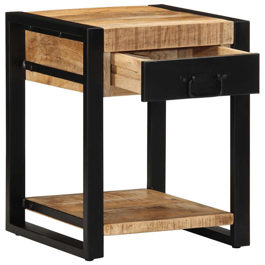 Bijzettafel 40x40x50 cm massief ruw mangohout