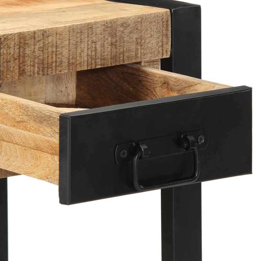 Bijzettafel 35x35x50 cm massief ruw mangohout