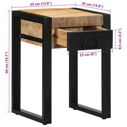 Bijzettafel 35x35x50 cm massief ruw mangohout