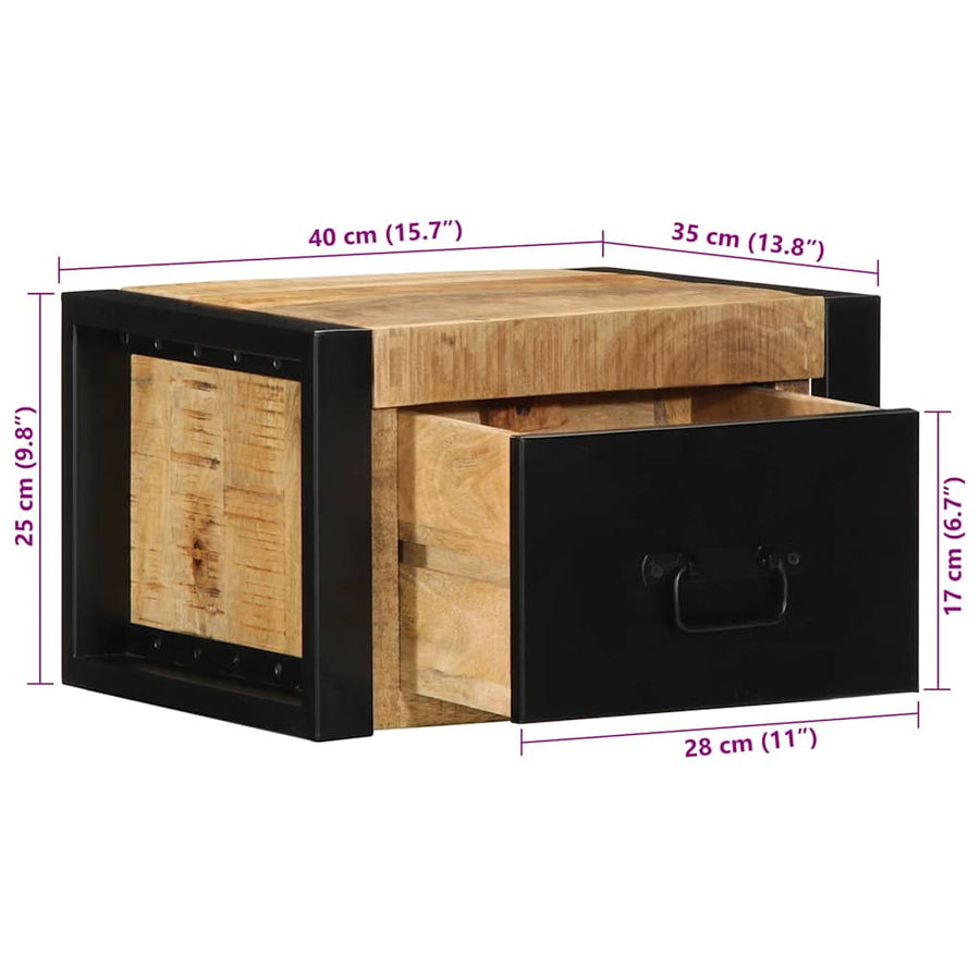 Nachtkastjes 2 st 40x35x25 cm massief ruw mangohout