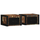 Nachtkastjes 2 stuks 40x35x25 cm massief gerecycled hout meerkleurig