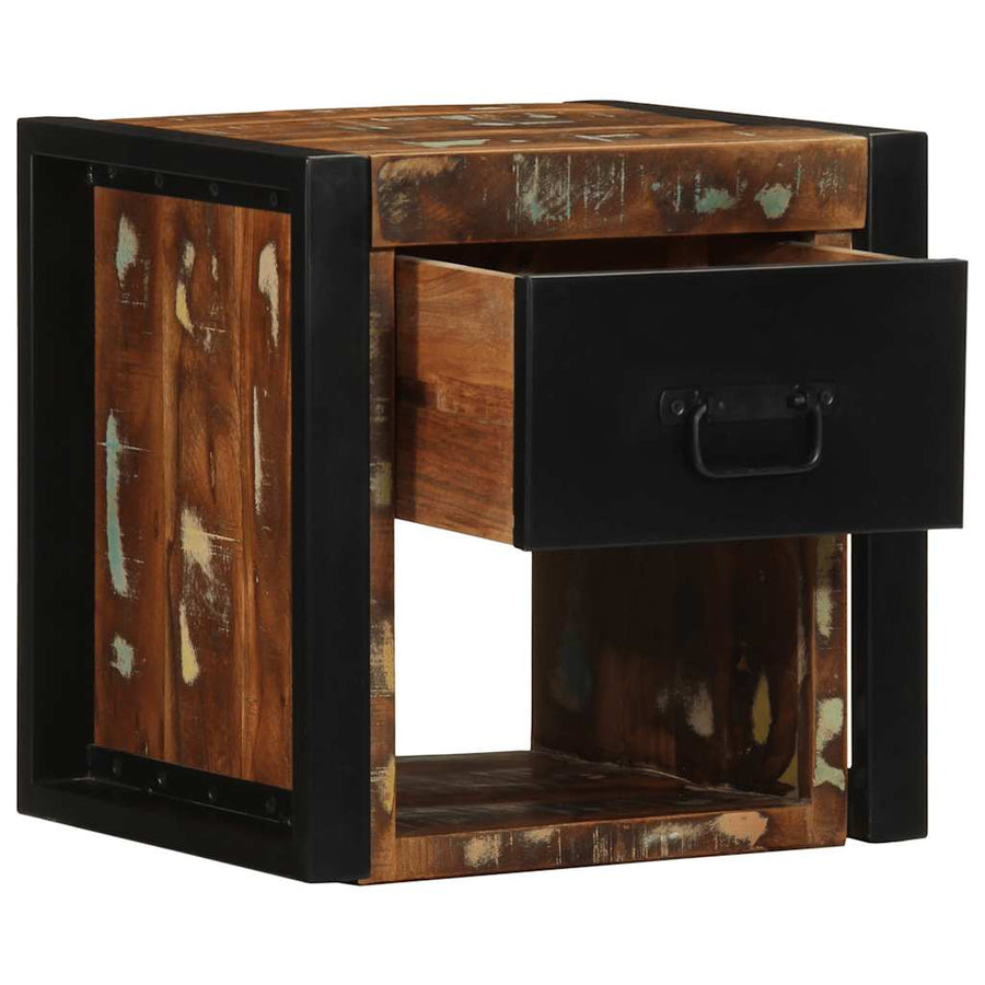 Nachtkastjes 2st 40x35x40cm massief gerecycled hout meerkleurig