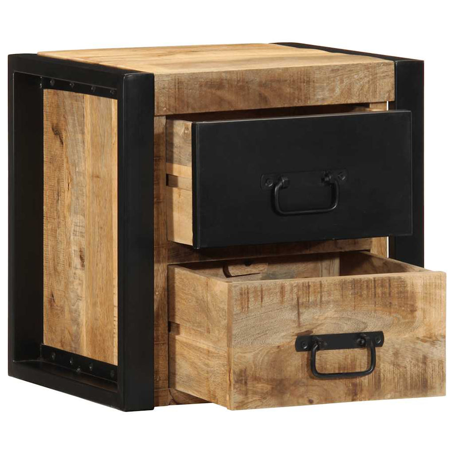 Nachtkastjes 2 st 40x35x40 cm massief ruw hout mango
