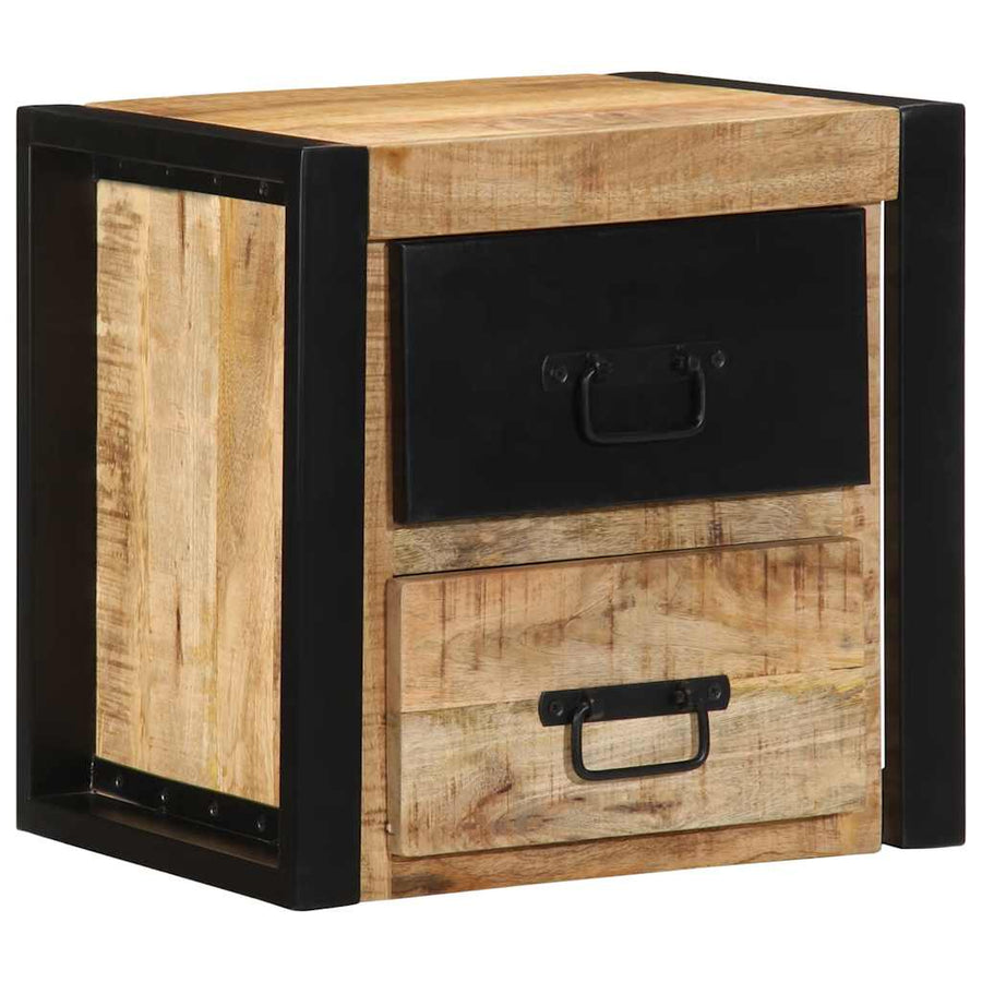 Nachtkastjes 2 st 40x35x40 cm massief ruw hout mango