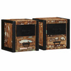 Nachtkastjes 2 st massief gerecycled hout meerkleurig 40x35x40 cm