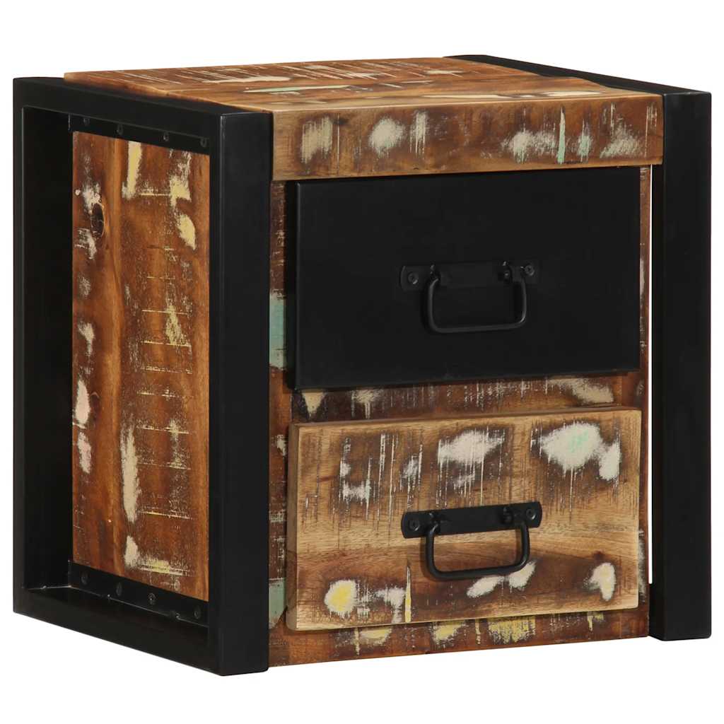 Nachtkastjes 2st 40x35x40cm massief gerecycled hout meerkleurig