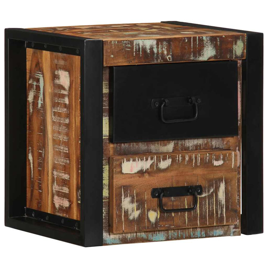 Nachtkastjes 2st 40x35x40cm massief gerecycled hout meerkleurig