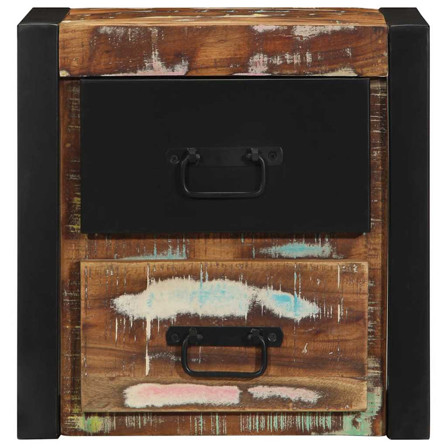 Nachtkastjes 2st 40x35x40cm massief gerecycled hout meerkleurig