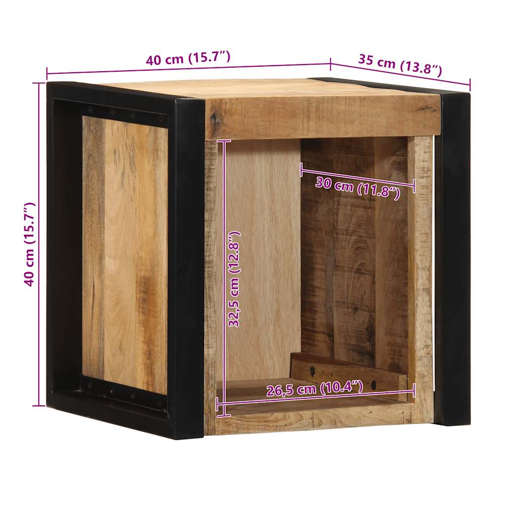 Nachtkastje 40x35x40 cm massief ruw mangohout