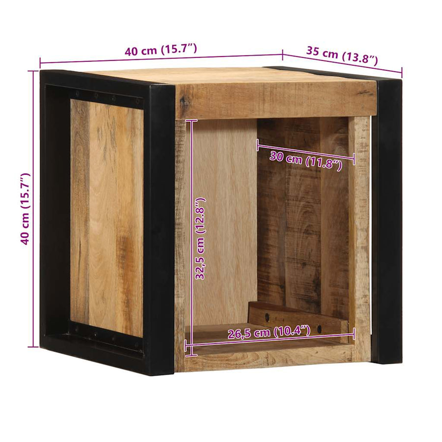 Nachtkastje 40x35x40 cm massief ruw mangohout