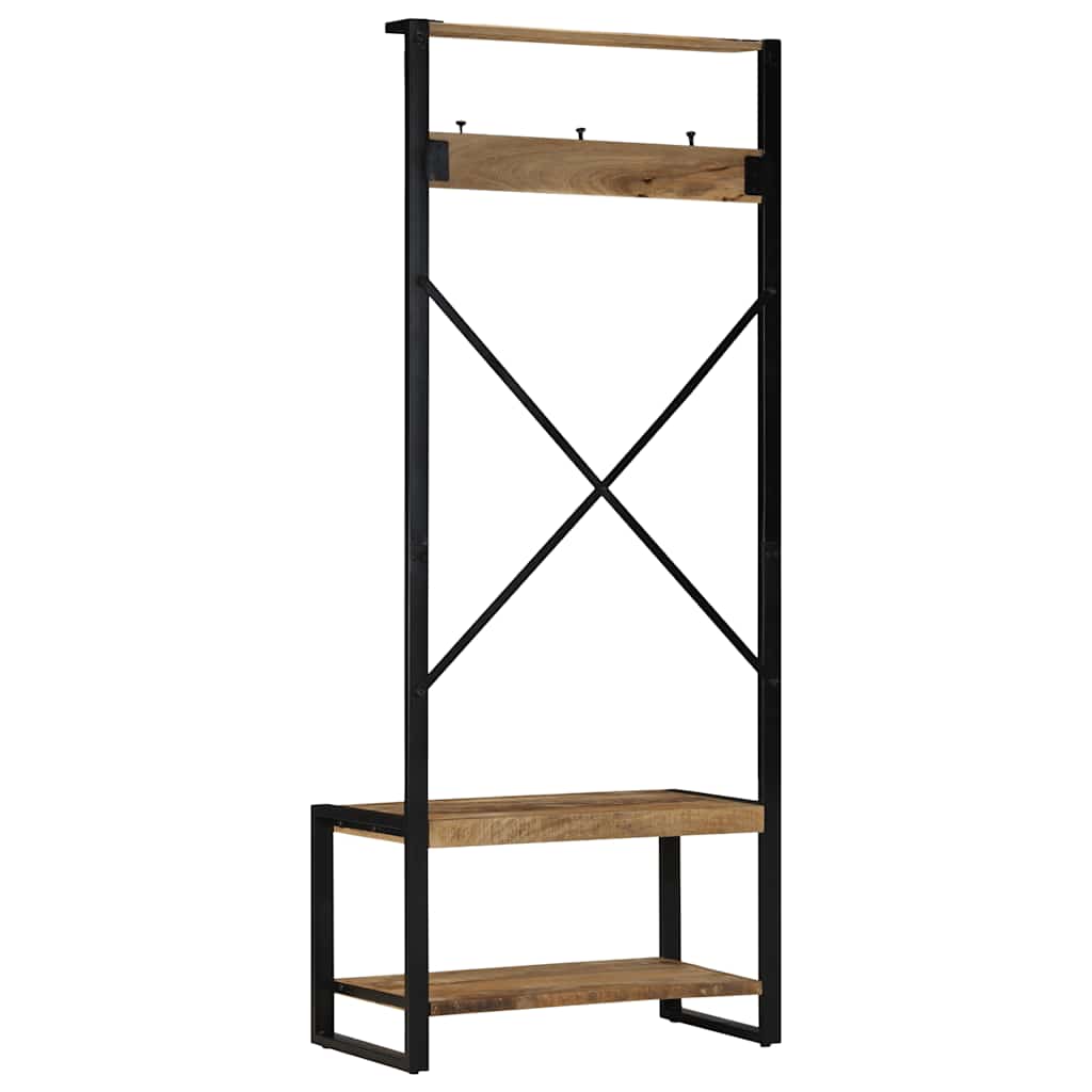 Kledingrek 80x40x190 cm massief ruw hout mango
