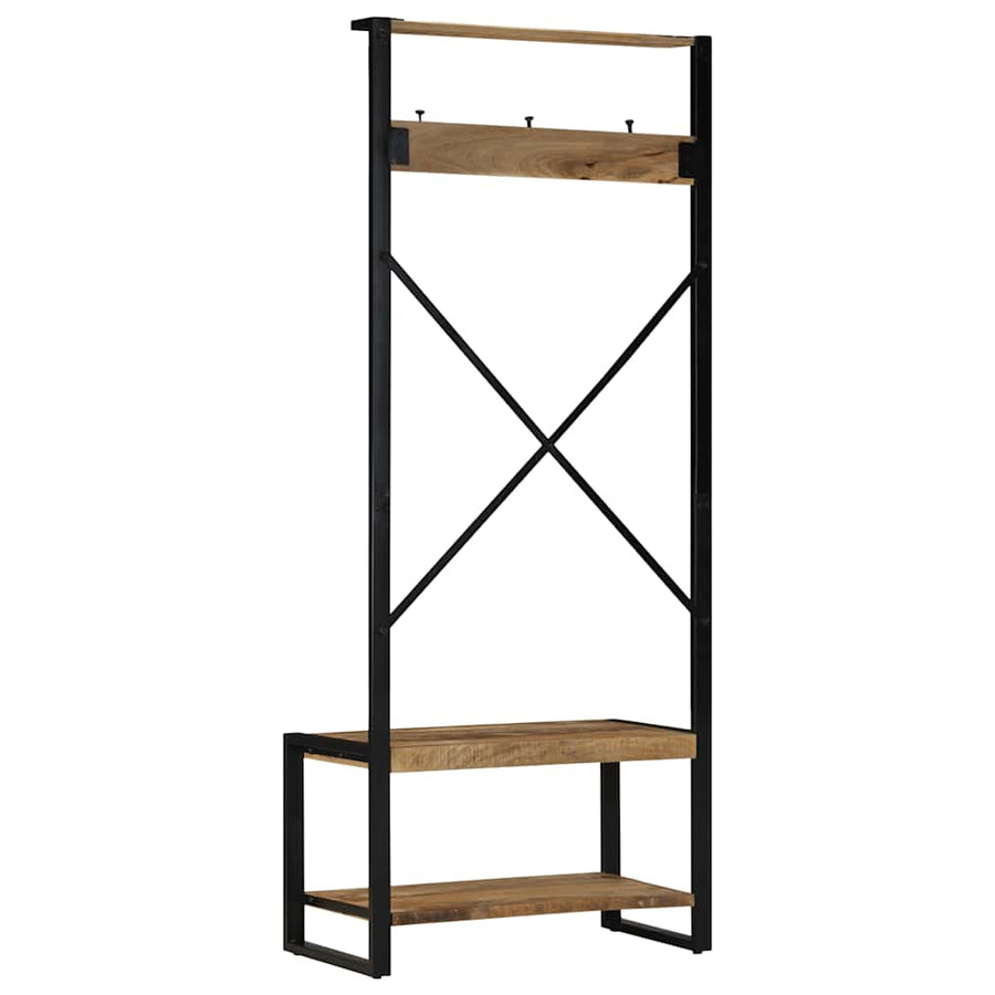 Kledingrek 80x40x190 cm massief ruw hout mango