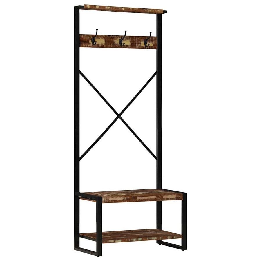 Kledingrek 80x40x190 cm massief gerecycled hout meerkleurig