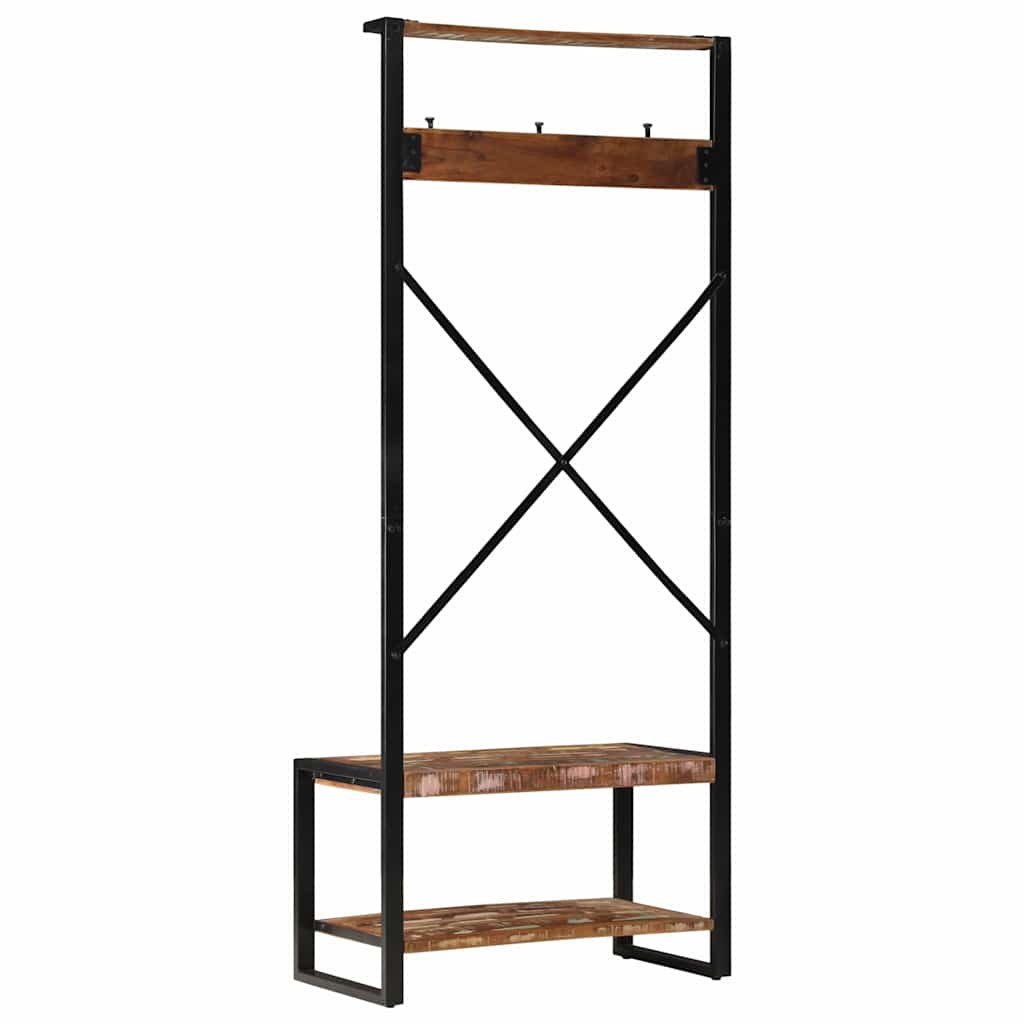 Kledingrek 80x40x190 cm massief gerecycled hout meerkleurig