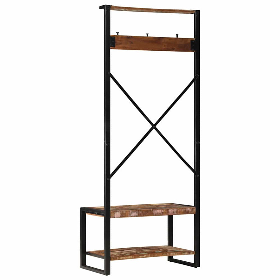 Kledingrek 80x40x190 cm massief gerecycled hout meerkleurig