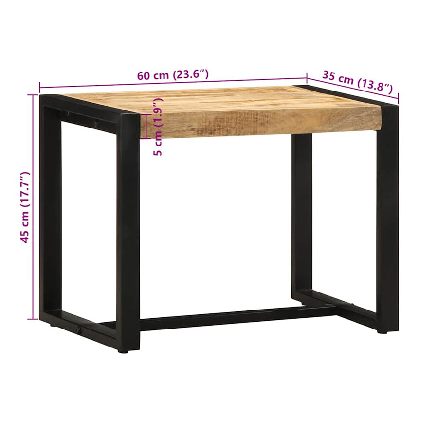 Bank 60x35x45 cm massief ruw hout mango