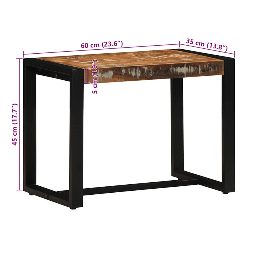 Bank Multicolor 60x35x45 cm Massief Hout Hergebruikt