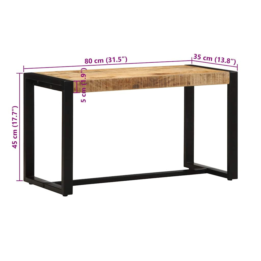 Bank 80x35x45 cm massief ruw hout mango