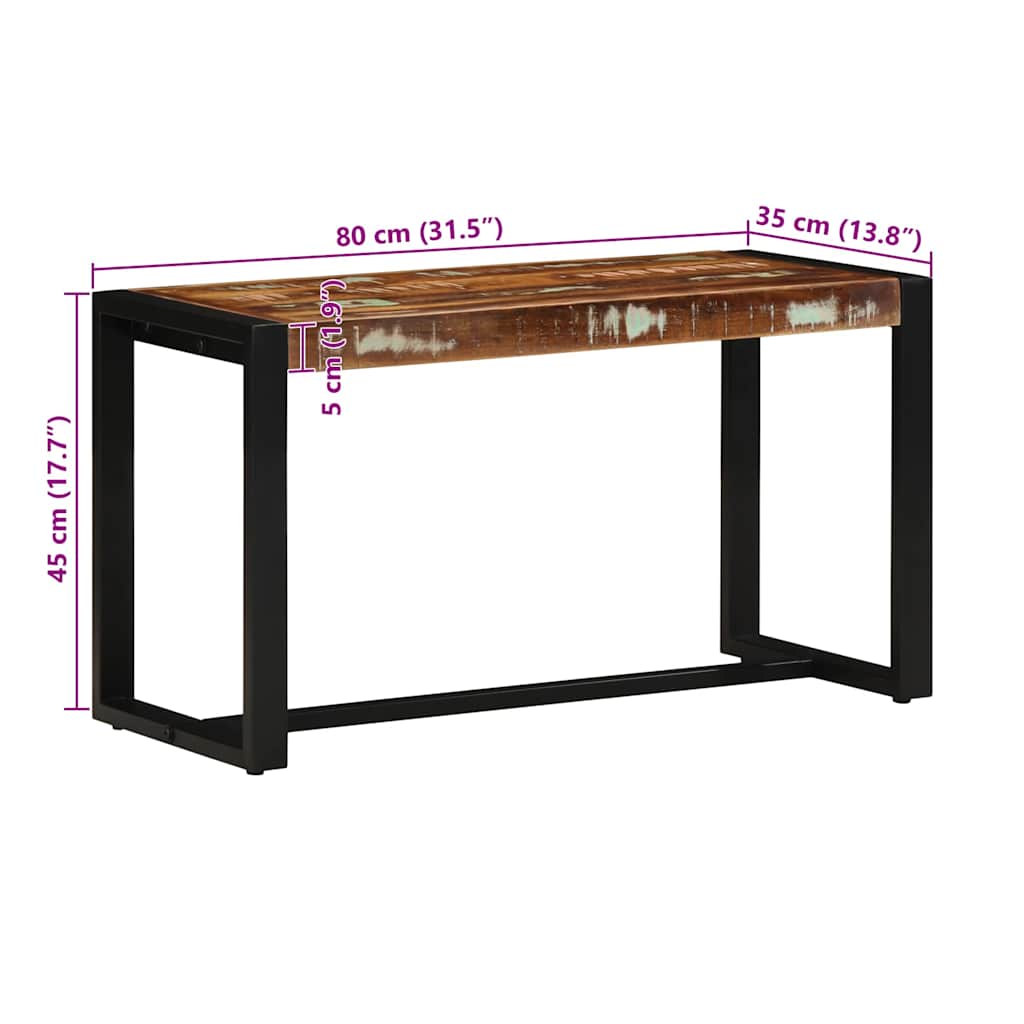 Bank 80x35x45 cm massief gerecycled hout meerkleurig