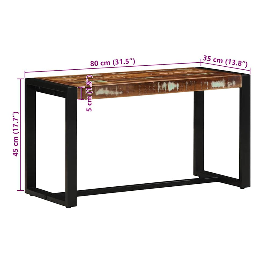 Bank 80x35x45 cm massief gerecycled hout meerkleurig