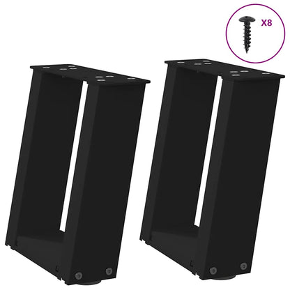 Salontafelpoten 2 st U-vormig 30x(30-31) cm staal zwart