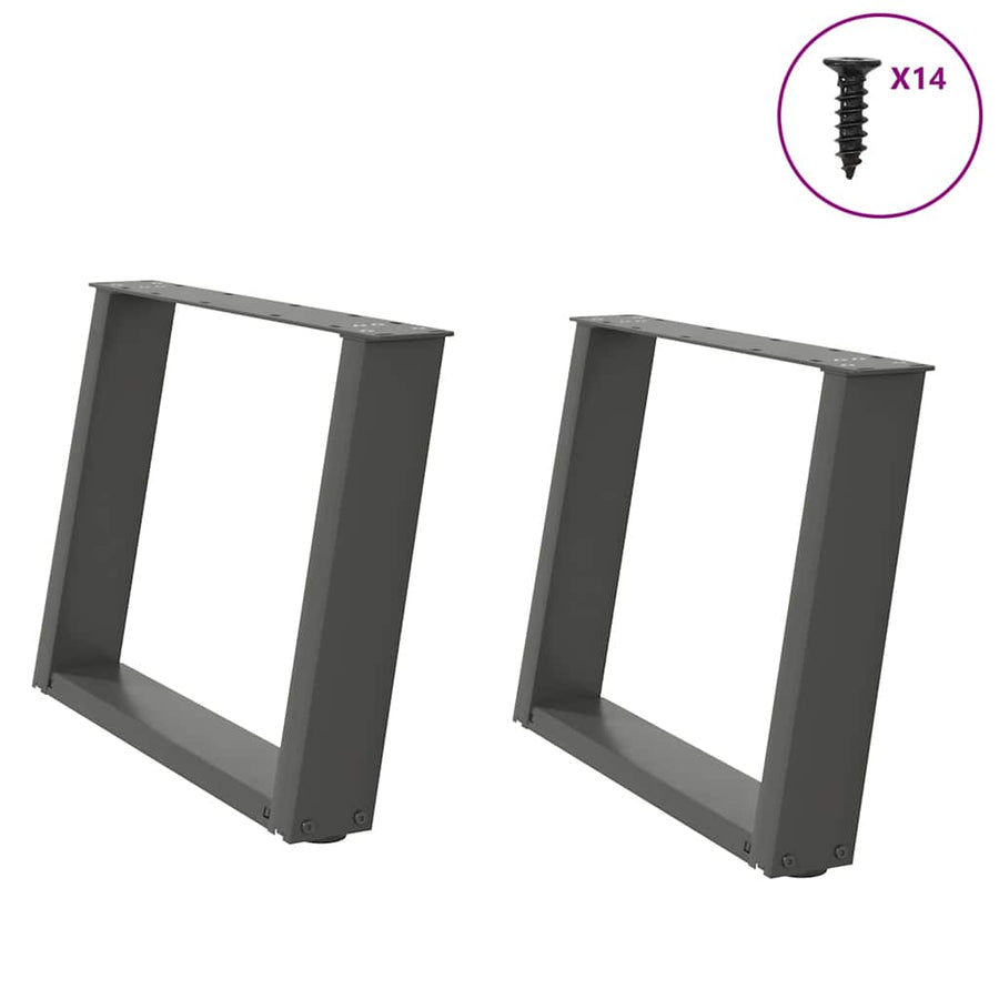 Salontafelpoten 2 st U-vormig 60x(42-43) cm staal antraciet