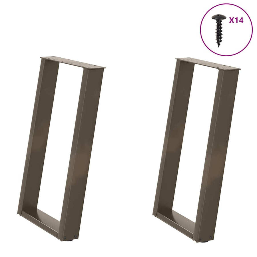 Eettafelpoten 2 St U-Vormig Staal Naturel 50 x (72-73) cm