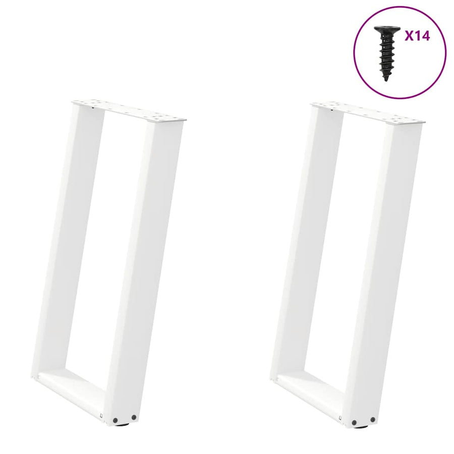 Eettafelpoten 2 St U-Vormig Staal Wit 60 x (72-73) cm